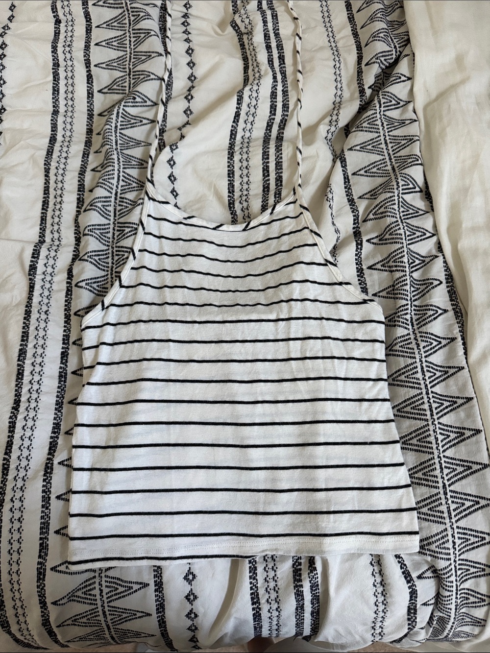 Brandy Melville White Tank Top with Black Stripes